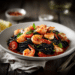Squid Ink Pasta With Shrimp And Bay Scallops