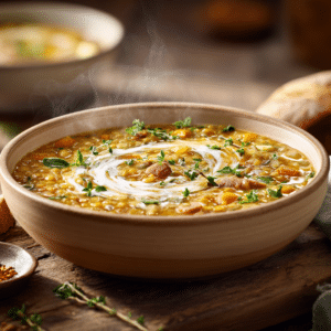 Creamy Curried Lentil Leek Soup With Coconut Milk