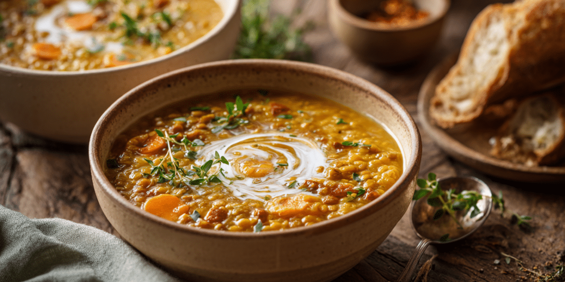 Creamy Curried Lentil Leek Soup With Coconut Milk