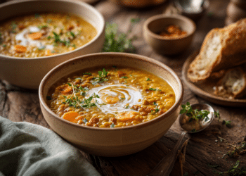 Creamy Curried Lentil Leek Soup With Coconut Milk