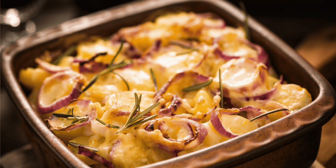 Delectable Cheese And Onion Potatoes Gratin Recipe