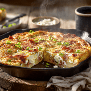 Potato Bacon Feta Frittata – Easy Weekend Breakfast
