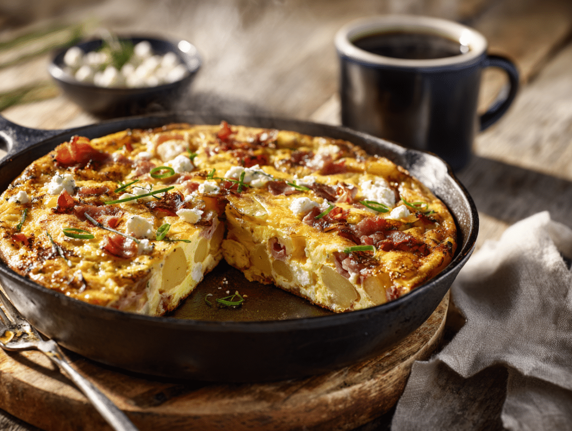 Potato Bacon Feta Frittata – Easy Weekend Breakfast