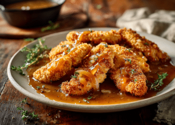 Crunchy Chicken Tenders With Caramelized Onion Gravy