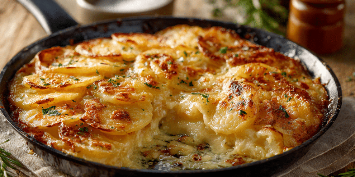Cheese And Onion Potatoes Gratin (Skillet Method) - Thefoodiebunch Cheese And Onion Potatoes Gratin (Skillet Method)
