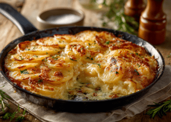Cheese And Onion Potatoes Gratin (Skillet Method)