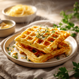 Savoury Garlic Butter Cheese Waffles Recipe