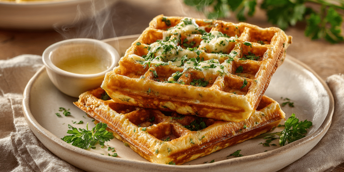 Savoury Garlic Butter Cheese Waffles Recipe
