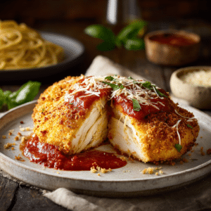 Crispy Chicken Parmesan With Double Panko Crust