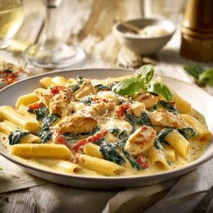 Creamy Chicken Pasta With Spinach &Amp; Tomatoes (30 Min) - Thefoodiebunch Creamy Chicken Pasta With Spinach &Amp; Tomatoes