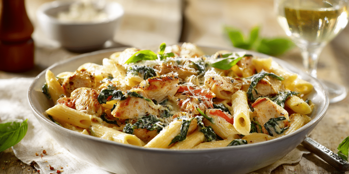 Creamy Chicken Pasta With Spinach &Amp; Tomatoes (30 Min) - Thefoodiebunch Creamy Chicken Pasta With Spinach &Amp; Tomatoes