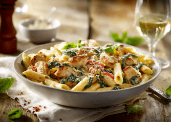 Creamy Chicken Pasta With Spinach &Amp; Tomatoes