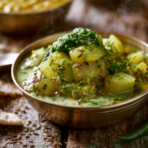 Spicy Lauki Curry With Green Chili Paste