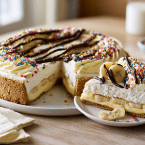 Heavenly Banana Cream Pie With Chocolate Drizzle