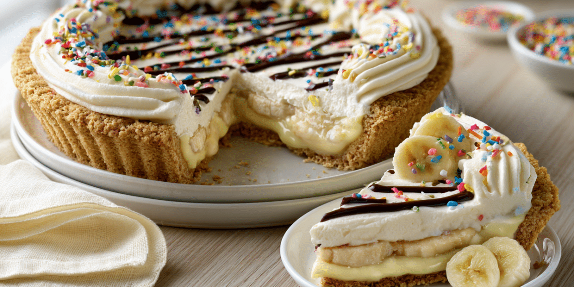 Heavenly Banana Cream Pie With Chocolate Drizzle
