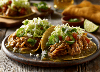 Slow Cooker Pulled Pork Tacos With Green Chile Gravy