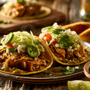 Slow Cooker Pulled Pork Tacos With Green Chile Gravy - Thefoodiebunch Slow Cooker Pulled Pork Tacos With Green Chile Gravy
