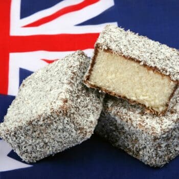Three Australian Lamington On An Australian Flag