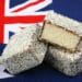 Three Australian Lamington On An Australian Flag