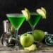 Easy Appletini (Sour Apple Martini) Recipe - Thefoodiebunch Easy Appletini (Sour Apple Martini) With Slices Of Apples Garnish