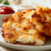 How To Make The Perfect Hash Brown Potato Recipe At Home - Thefoodiebunch Golden Crispy Hash Brown Patties On A White Plate With One Broken Open Showing Fluffy Interior