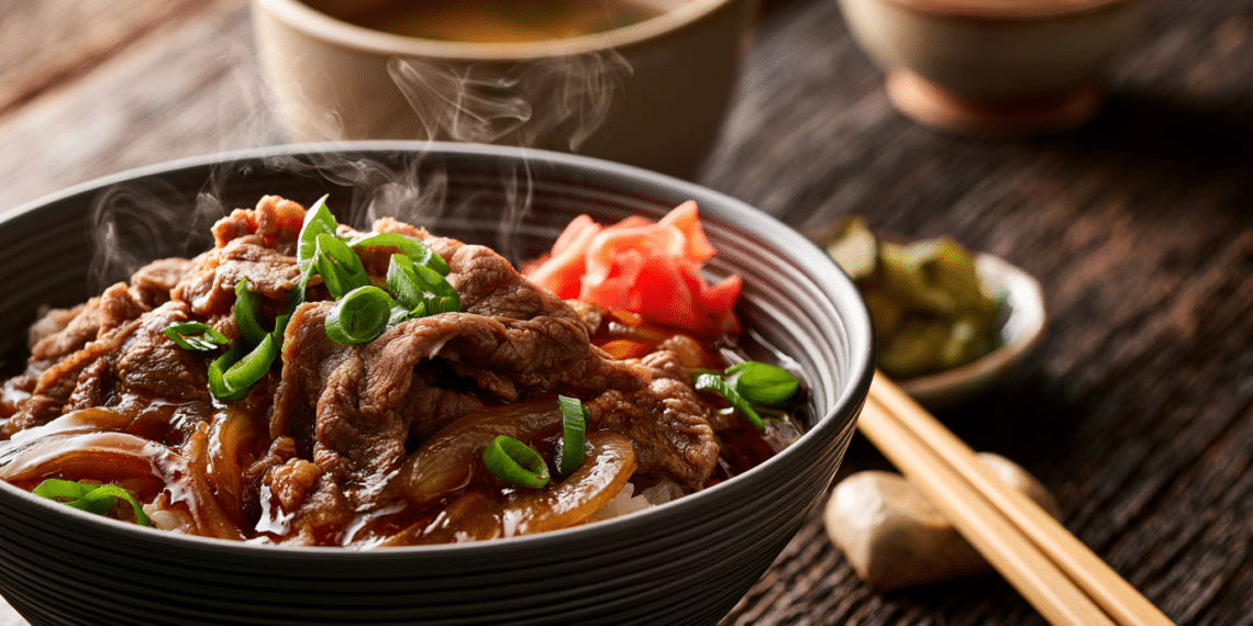 Beef Gyudon Japanese Soy Beef Rice Bowl Recipe