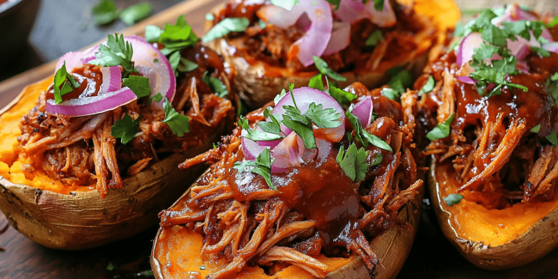 Pulled Pork Loaded Sweet Potatoes