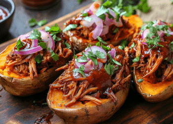 Pulled Pork Loaded Sweet Potatoes
