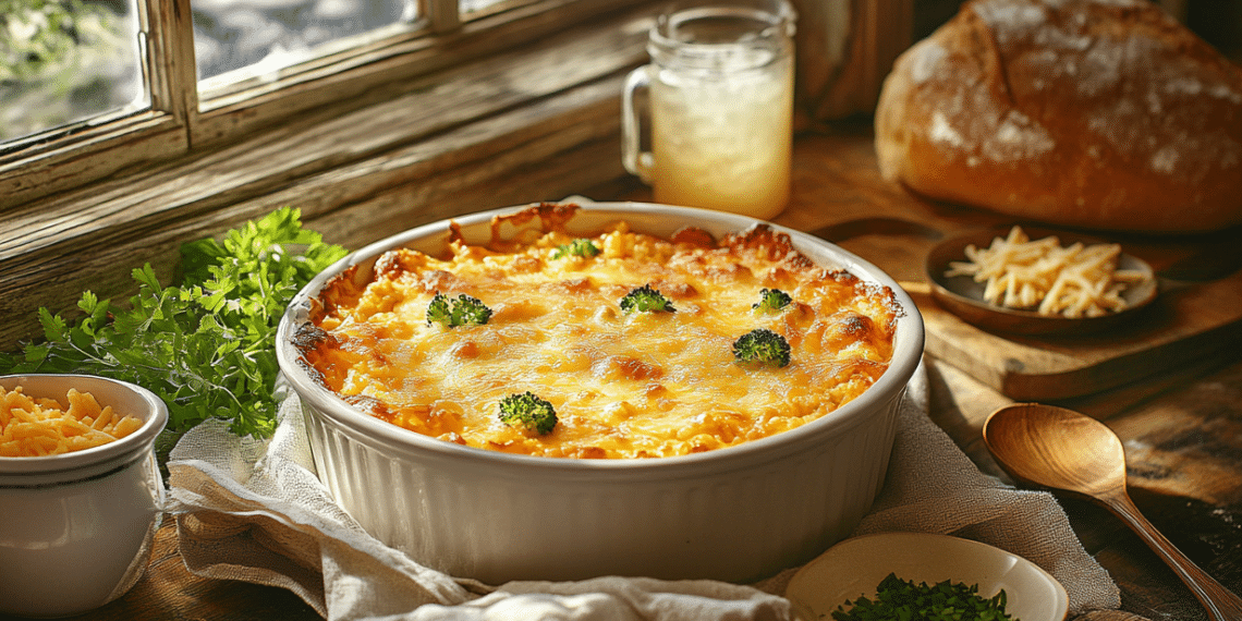 Comforting Cheesy Broccoli And Rice Casserole For Family Dinner - Thefoodiebunch Cheesy Broccoli And Rice Casserole
