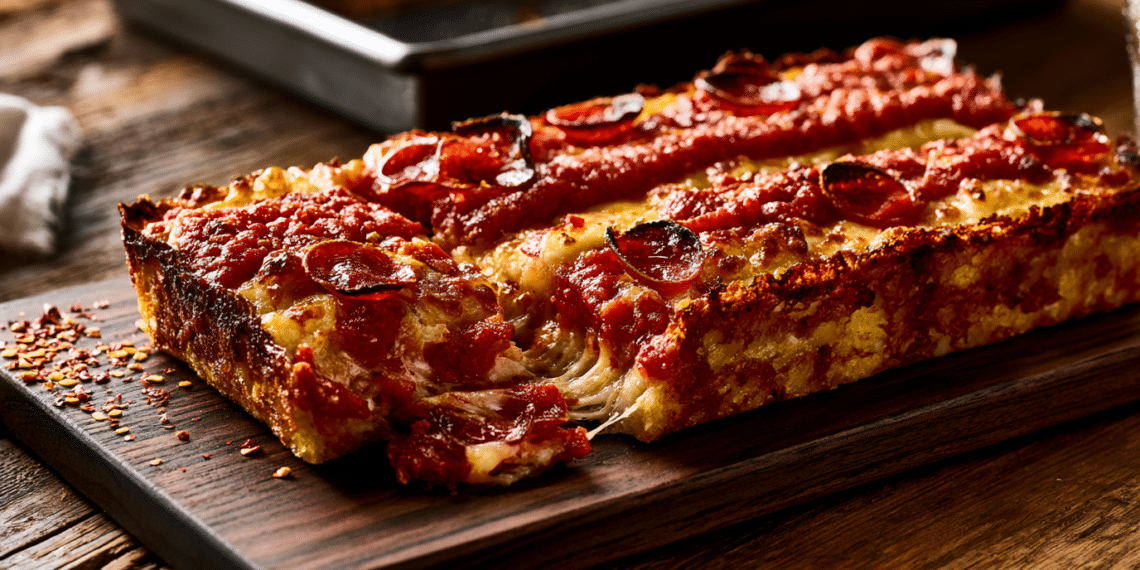 Detroit-Style Pepperoni Pizza (Crispy Cheese Edges)