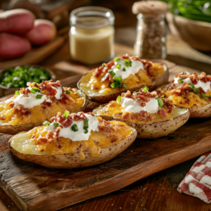 Loaded Potato Skins With Sour Cream