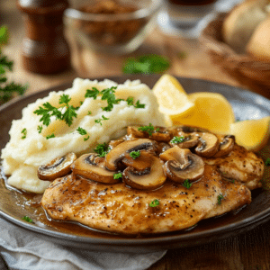 Chicken Marsala With Garlic Mashed Potatoes