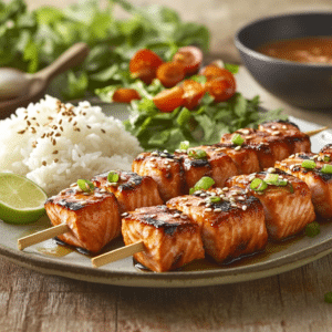Grilled Teriyaki Salmon Skewers