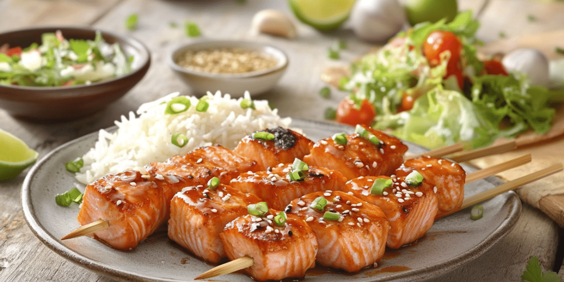 Grilled Teriyaki Salmon Skewers
