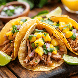 Crispy Pork Carnitas Tacos With Zesty Pineapple Salsa - Thefoodiebunch Pork Carnitas Tacos With Pineapple Salsa