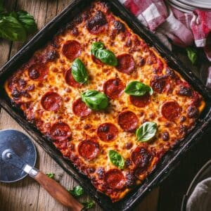 Detroit-Style Pizza With Pepperoni