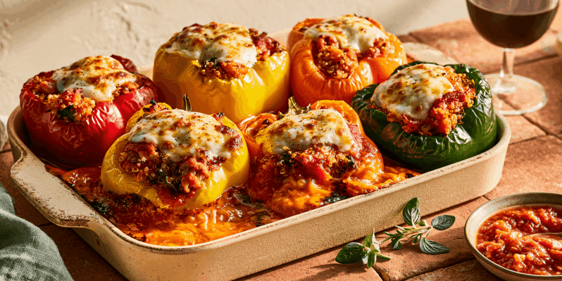 Healthy Mediterranean Ground Turkey Stuffed Bell Peppers - Thefoodiebunch Mediterranean Turkey Stuffed Peppers With Quinoa