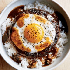 Hawaiian Loco Moco Beef, Gravy, Rice &Amp; Egg Bowl
