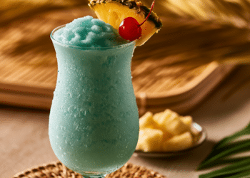 Blue Hawaiian Cocktail Creamy Frozen Tropical Rum Drink