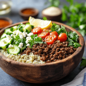 Mediterranean-Inspired Beef Quinoa Bowl: A Wholesome Delight - Thefoodiebunch