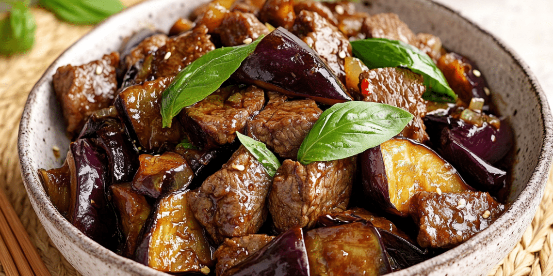 Basil Beef And Eggplant Stir Fry