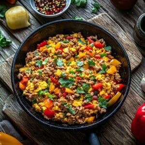 Fusion Pork Mince Scramble: A Global Breakfast Delight - Thefoodiebunch Savory Pork Mince Scramble