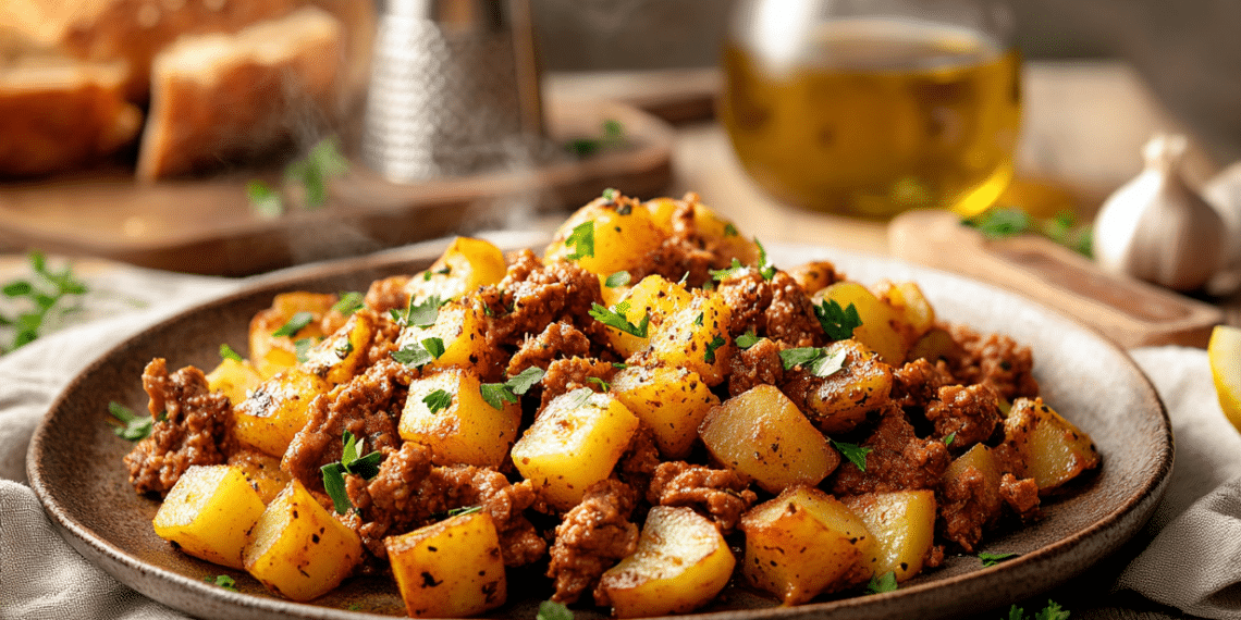 Rustic Pork And Potato Skillet A European Comfort Meal - Thefoodiebunch Savory Pork Mince And Herbed Potatoes