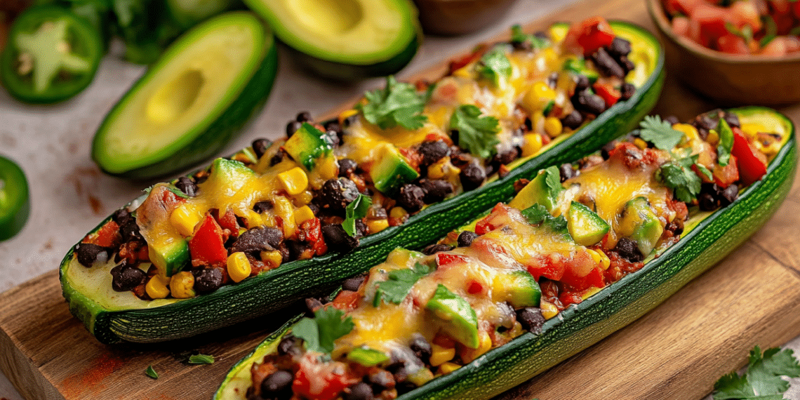 Mexican Zucchini Burrito Boats
