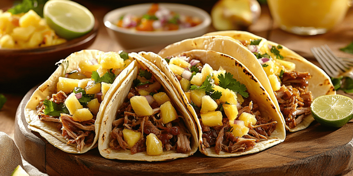 Crispy Pork Carnitas Tacos With Zesty Pineapple Salsa - Thefoodiebunch Pork Carnitas Tacos With Pineapple Salsa