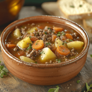 Rustic Hearty Ground Beef Soup