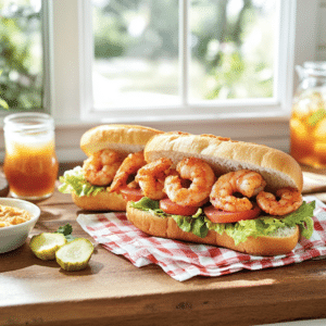 Crispy Shrimp Po' Boy Sandwich New Orleans Style - Thefoodiebunch Shrimp Po’ Boy Sandwiches