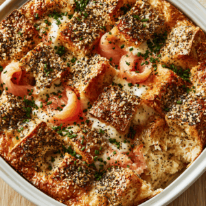 Everything Bagel Breakfast Casserole (Smoked Salmon)