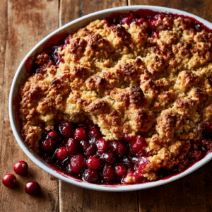 Rustic Cranberry Cobbler With Crumbly Buttery Topping