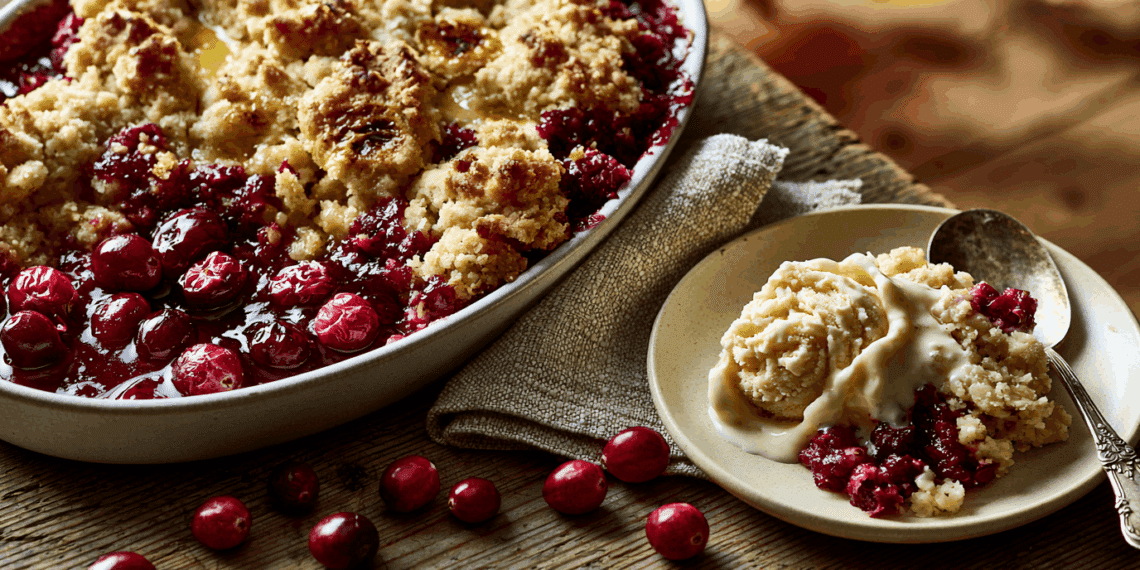 Rustic Cranberry Cobbler With Crumbly Buttery Topping